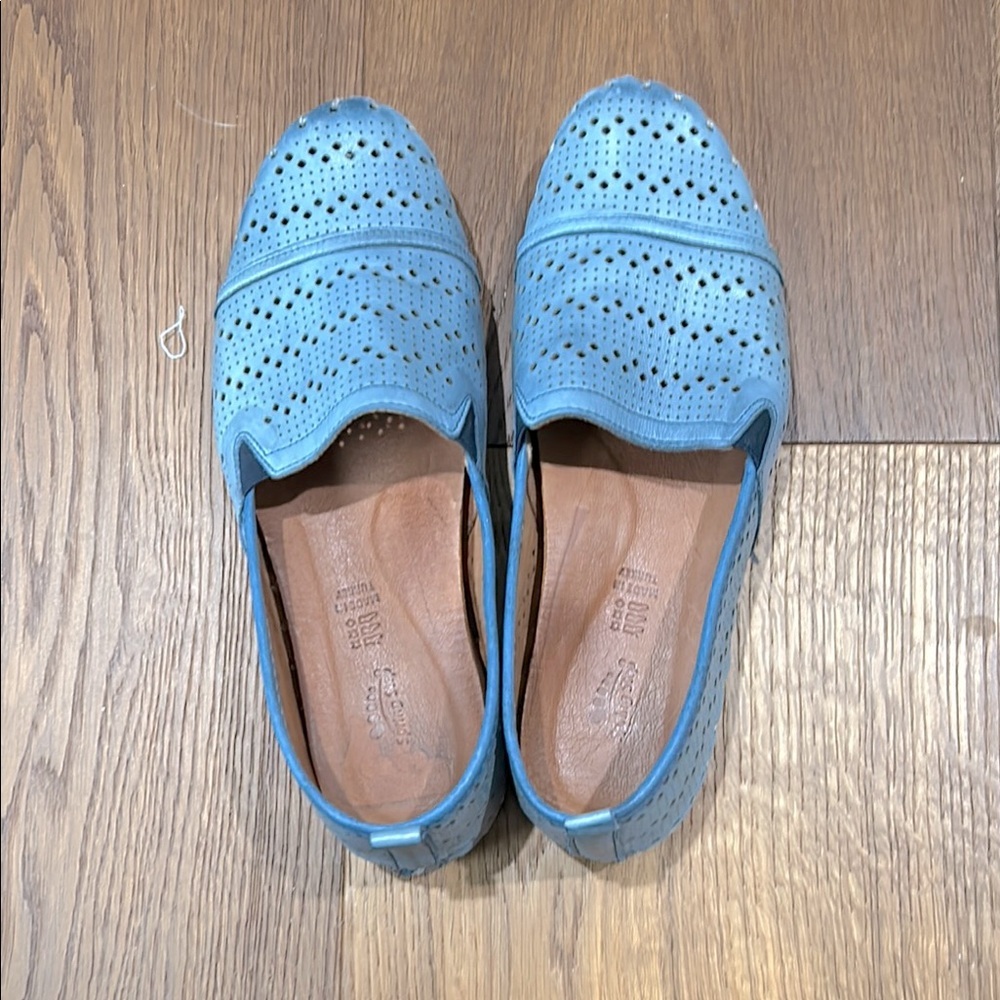 Spring Step Blue Perforated Slip-On Shoes